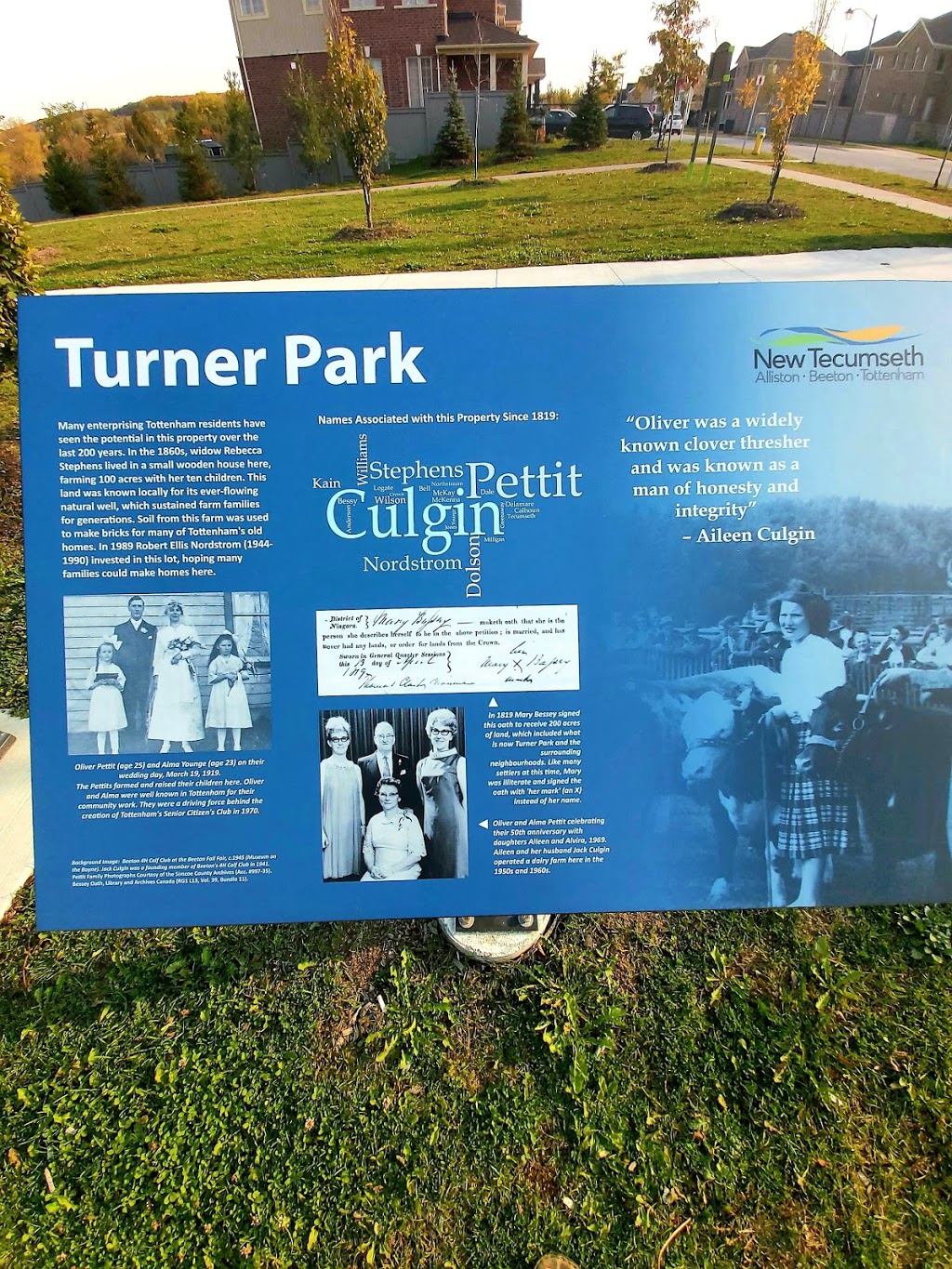 Turner park | Tottenham, New Tecumseth, ON L0G 1W0, Canada | Phone: (705) 435-4030