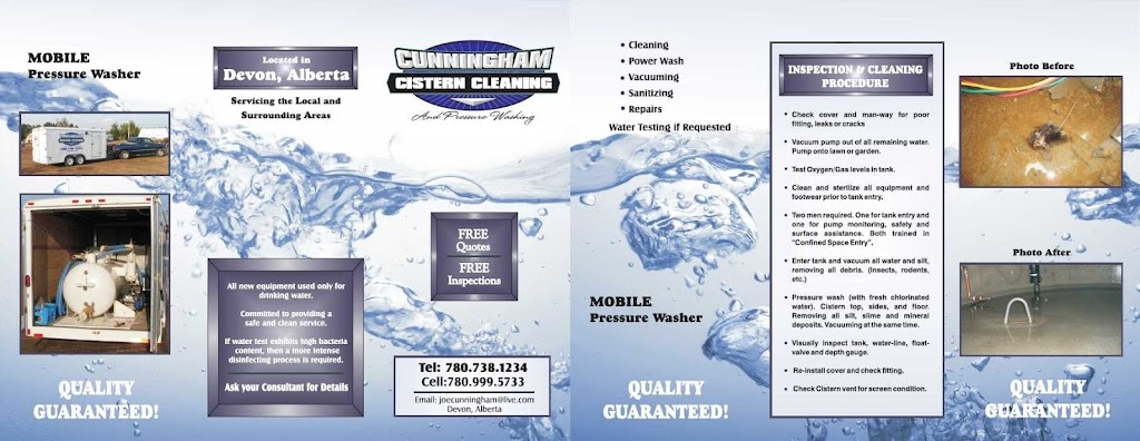 Cunningham Cistern Cleaning and Inspections | 20 Kootenay Ave, Devon, AB T9G 1J1, Canada | Phone: (780) 738-1234