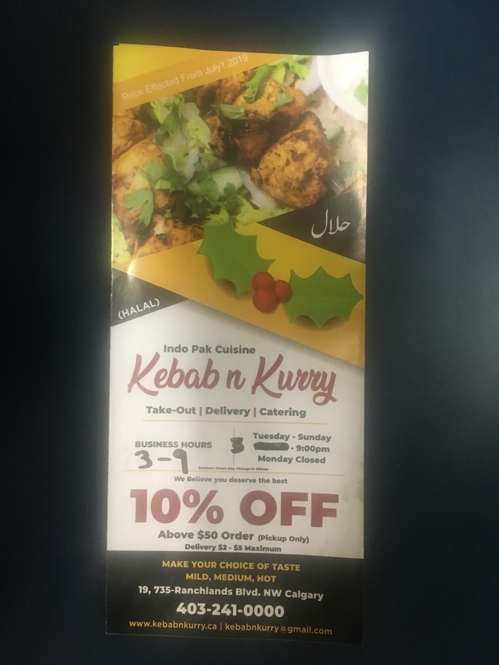 Kebab N Kurry | 735 Ranchlands Blvd NW #19, Calgary, AB T3G 1N5, Canada | Phone: (403) 241-0000