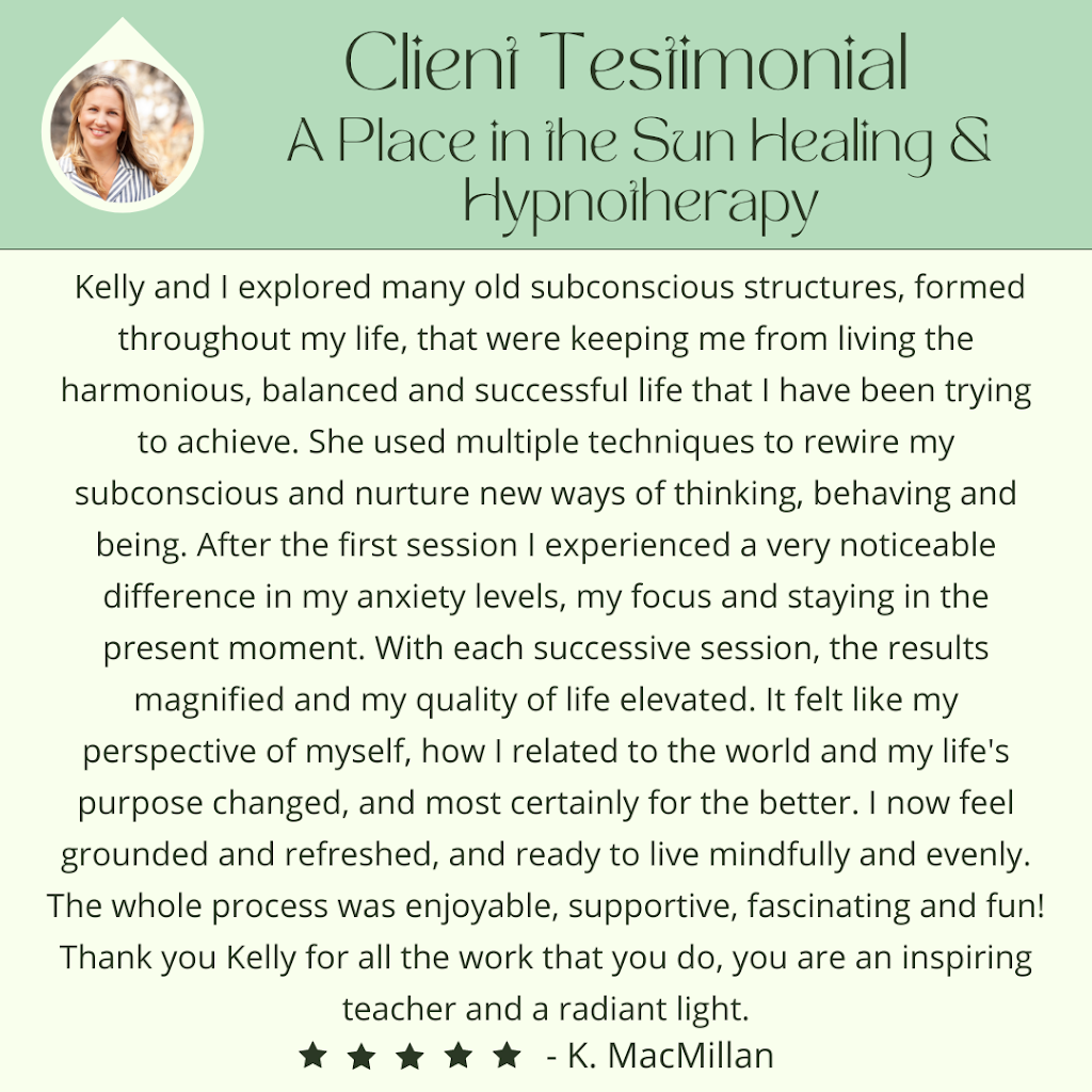 A Place in the Sun Healing & Hypnotherapy | 481 Head St #5, Victoria, BC V9A 5S1, Canada | Phone: (250) 891-2946
