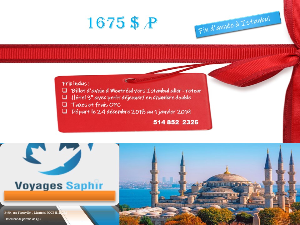 Voyages Saphir | 3490 Rue Fleury E, Montréal-Nord, QC H1H 2R9, Canada | Phone: (514) 852-2326