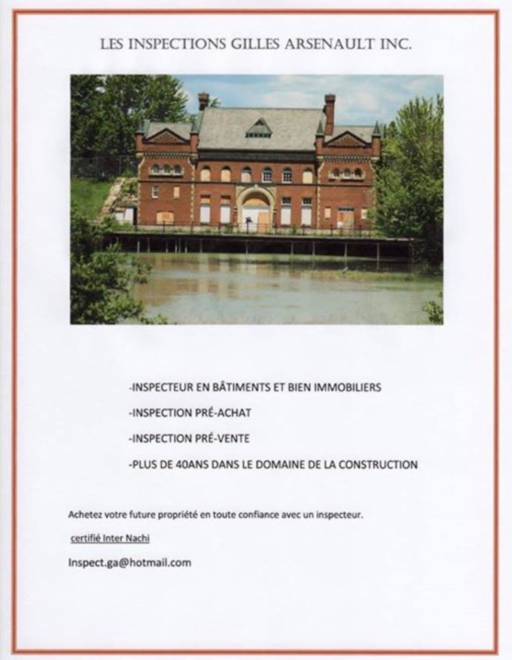 Construction & Inspection Gilles Arsenault Inc | 41 Rue Gaëtan-Guérin, Coteau-du-Lac, QC J0P 1B0, Canada | Phone: (450) 601-5570
