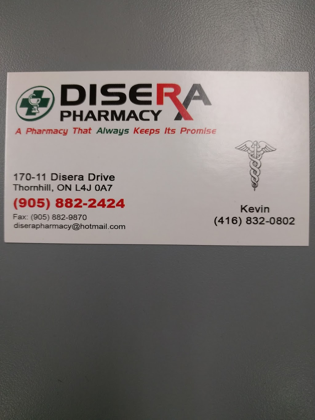 Disera Pharmacy/Drugstore | 11 Disera Dr, Thornhill, ON L4J 0A7, Canada | Phone: (905) 882-2424