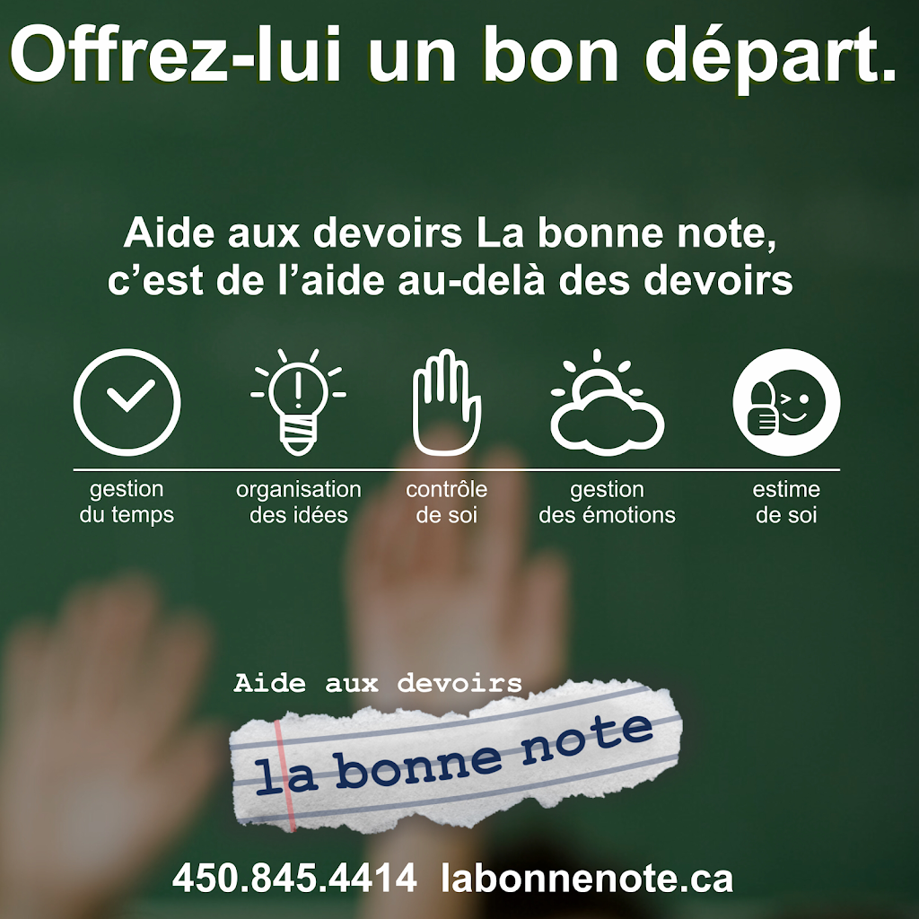 Centre de soutien pédagogique La bonne note | 11 QC-132, Delson, QC J5B 1G9, Canada | Phone: (450) 845-4414