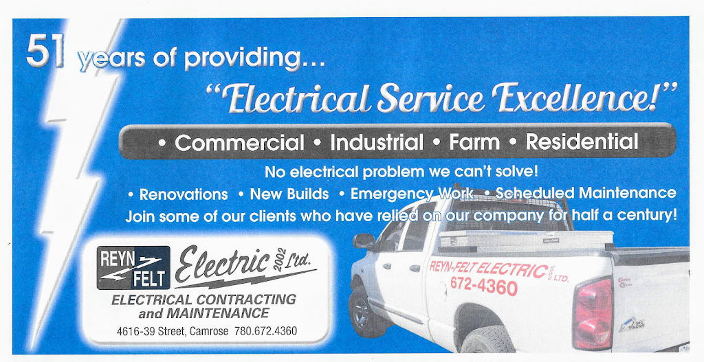 Reyn-Felt Electric (2002) Ltd. | 4616 39 St, Camrose, AB T4V 2N5, Canada | Phone: (780) 672-4360