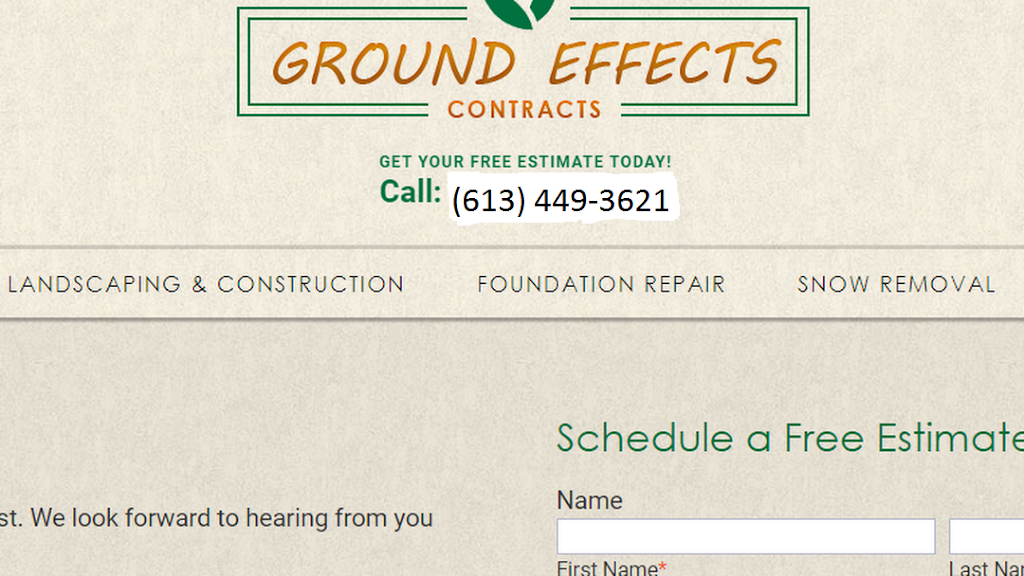 Ground Effects Contracts - Foundation Repair & Waterproofing | 3374 Moreland-Dixon Rd, Inverary, ON K0H 1X0, Canada | Phone: (613) 449-3621