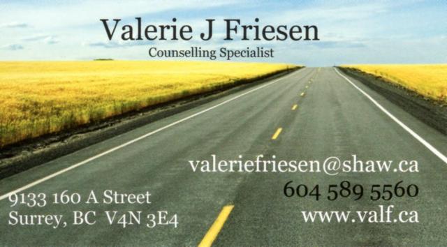 Valerie J. Friesen Counselling | 9133 160a St, Surrey, BC V4N 3E4, Canada | Phone: (604) 589-5560