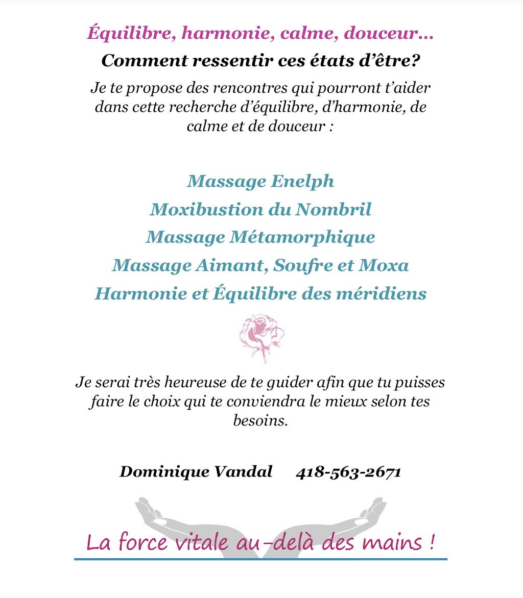 Dominique Vandal - harmonie & équilibre des méridiens | Quebec City, QC G2A 1N4, Canada | Phone: (418) 563-2671