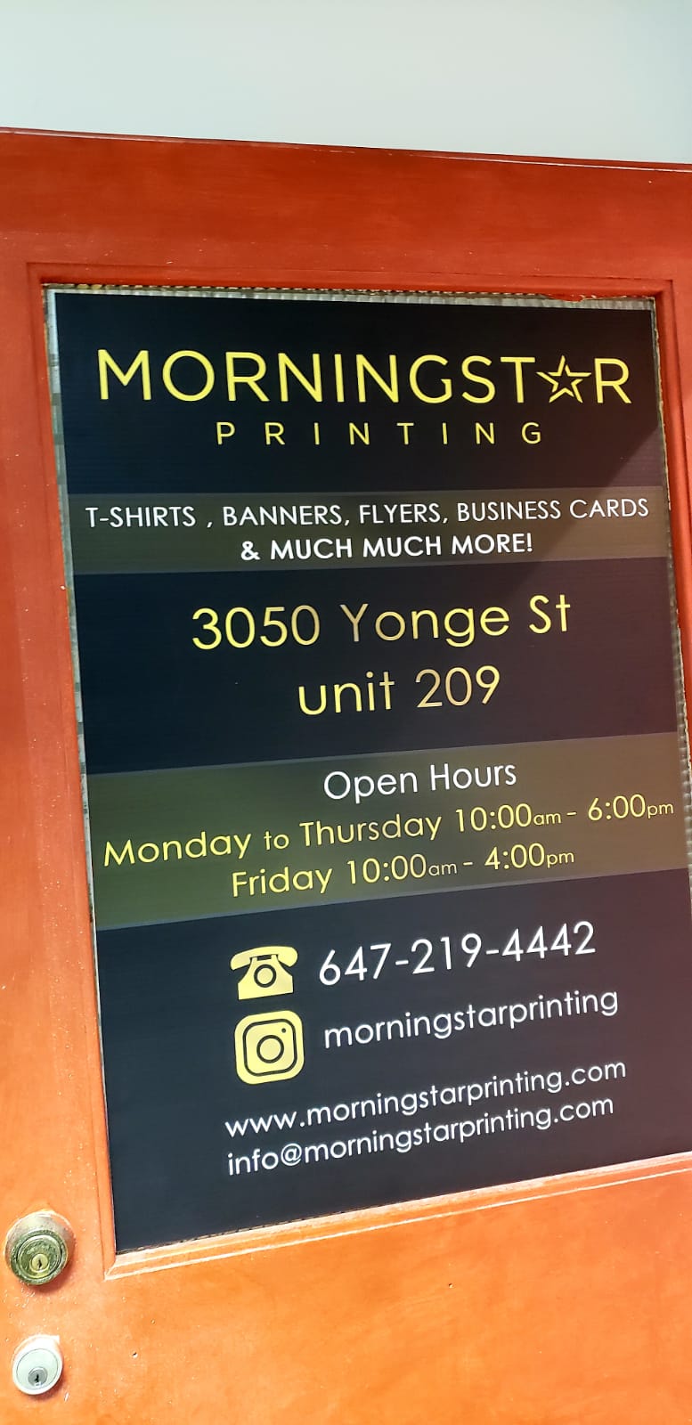 Morningstar Printing Inc. | 3050 Yonge St suite#209, Toronto, ON M4N 2K4, Canada | Phone: (647) 219-4442