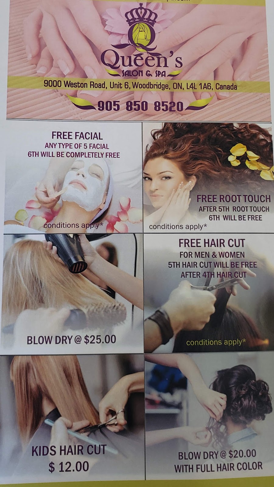 Queen’s Salon & Spa Inc. | 9000 Weston Rd Unit 6, Woodbridge, ON L4L 1A6, Canada | Phone: (905) 850-8520