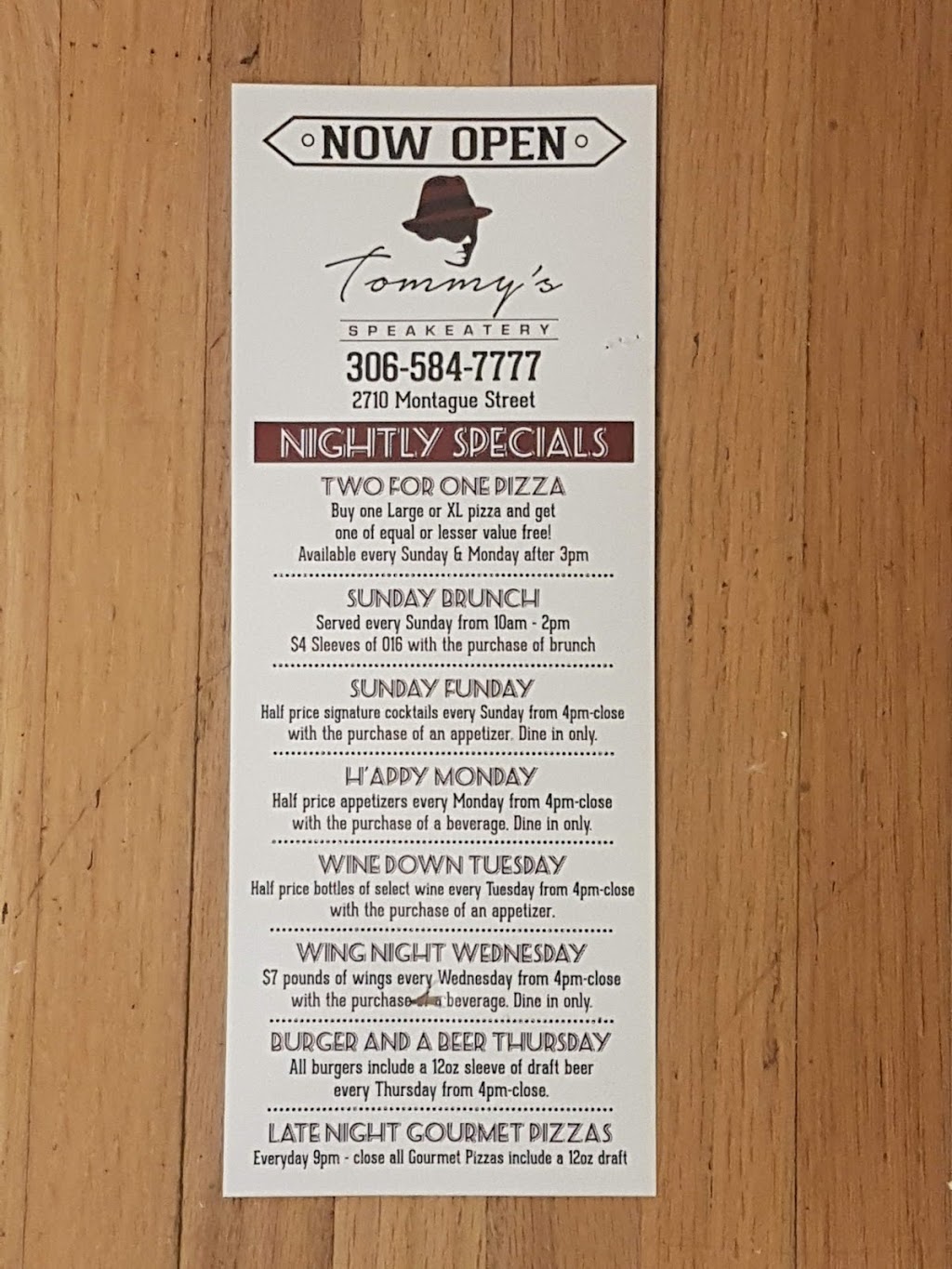 Tommys Speakeatery | 2710 Montague St, Regina, SK S4S 0J9, Canada | Phone: (306) 584-7777