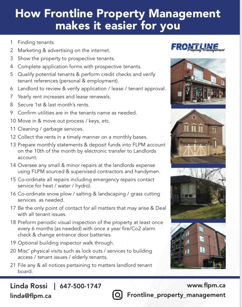Frontline Property Management | 54 Queen St S, Tottenham, ON L0G 1W0, Canada | Phone: (647) 500-1747