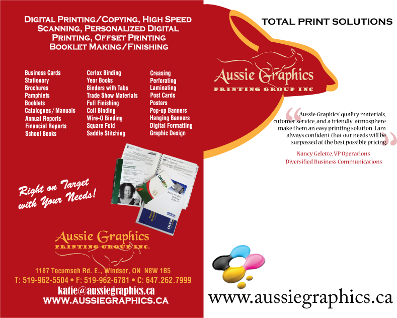 Aussie Graphics Printing Group Inc. | 1187 Tecumseh Rd E, Windsor, ON N8W 1B5, Canada | Phone: (519) 962-6781