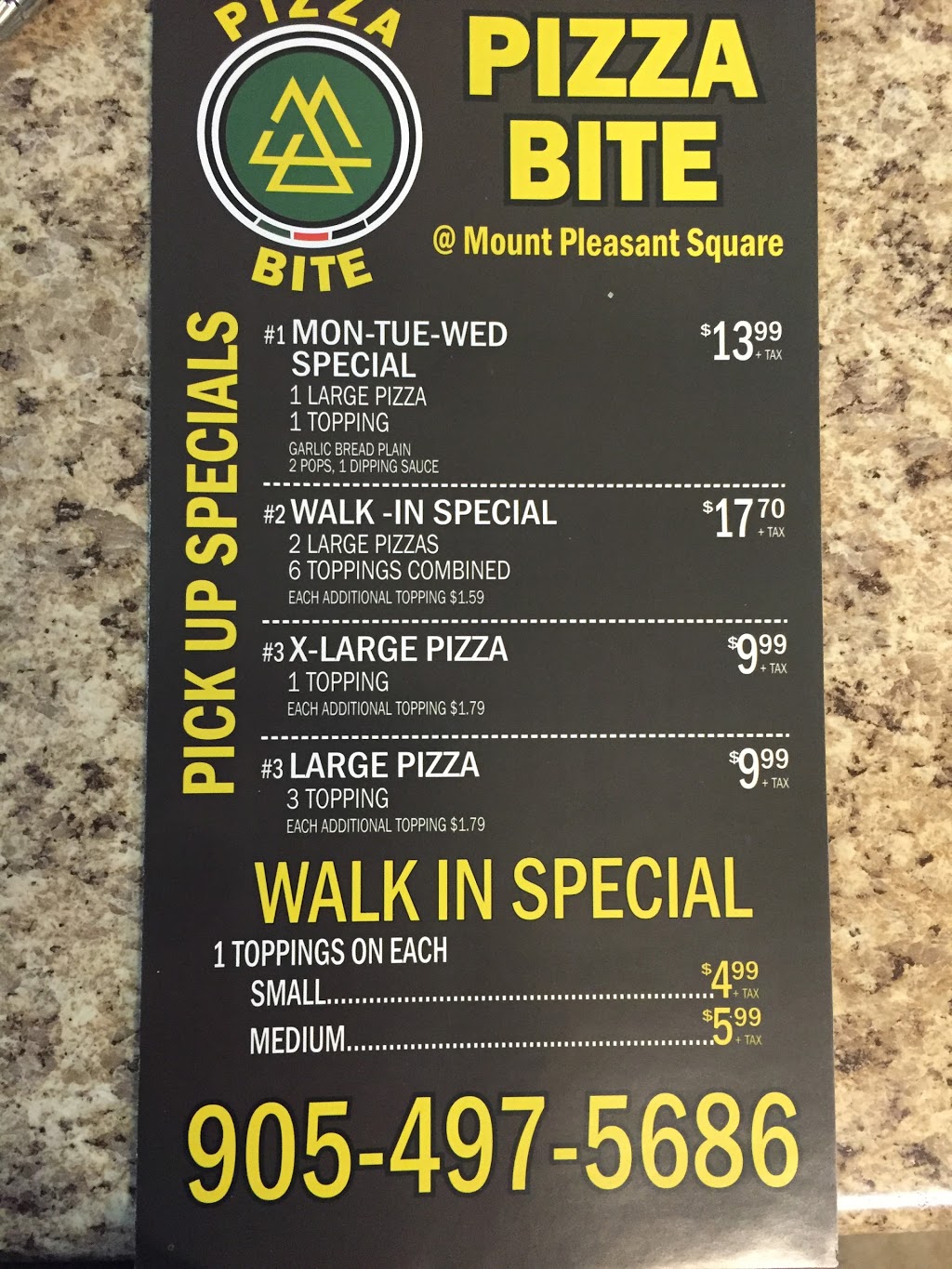 Pizza Bite | 52 Baycliffe Cres, Brampton, ON L7A 3Z4, Canada | Phone: (905) 497-5686