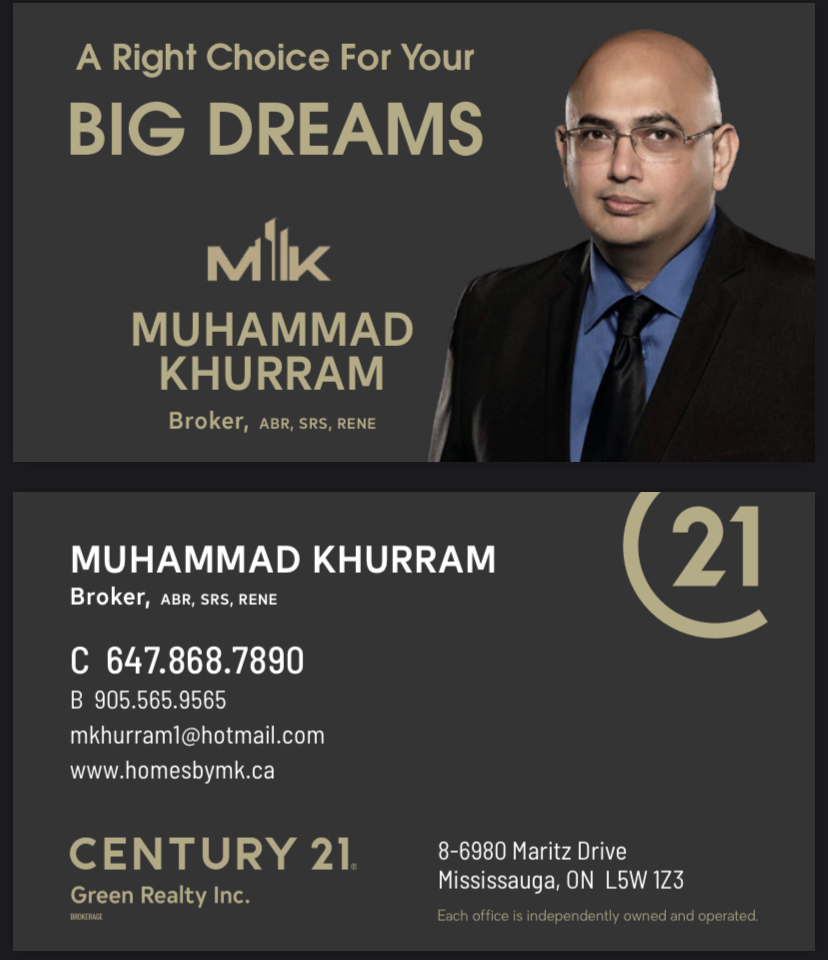 Muhammad Khurram -Real Estate Broker | 08-6980 Maritz Dr Mississauga, Milton, ON L5W 1Z3, Canada | Phone: (647) 868-7890