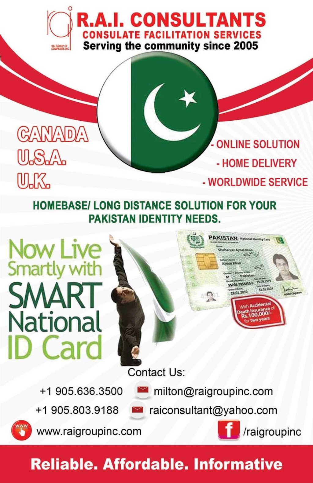 Pakistan Consulate Services - R.A.I. Consultants | 810 Nipissing Rd Suite 204, Milton, ON L9T 4Z9, Canada | Phone: (905) 636-3500