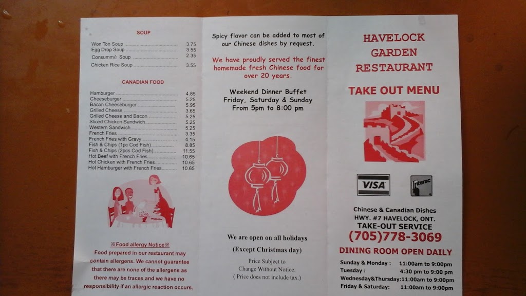 Havelock Garden Restaurant since 1970s | 3 Ottawa St E, Havelock, ON K0L 1Z0, Canada | Phone: (705) 778-3069
