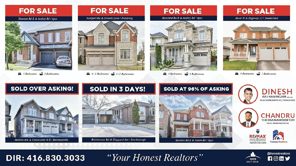 HONEST REALTORS TEAM - RE/MAX ROYAL PROPERTIES | 7595 Markham Rd #18, Markham, ON L3S 0B6, Canada | Phone: (416) 844-2220