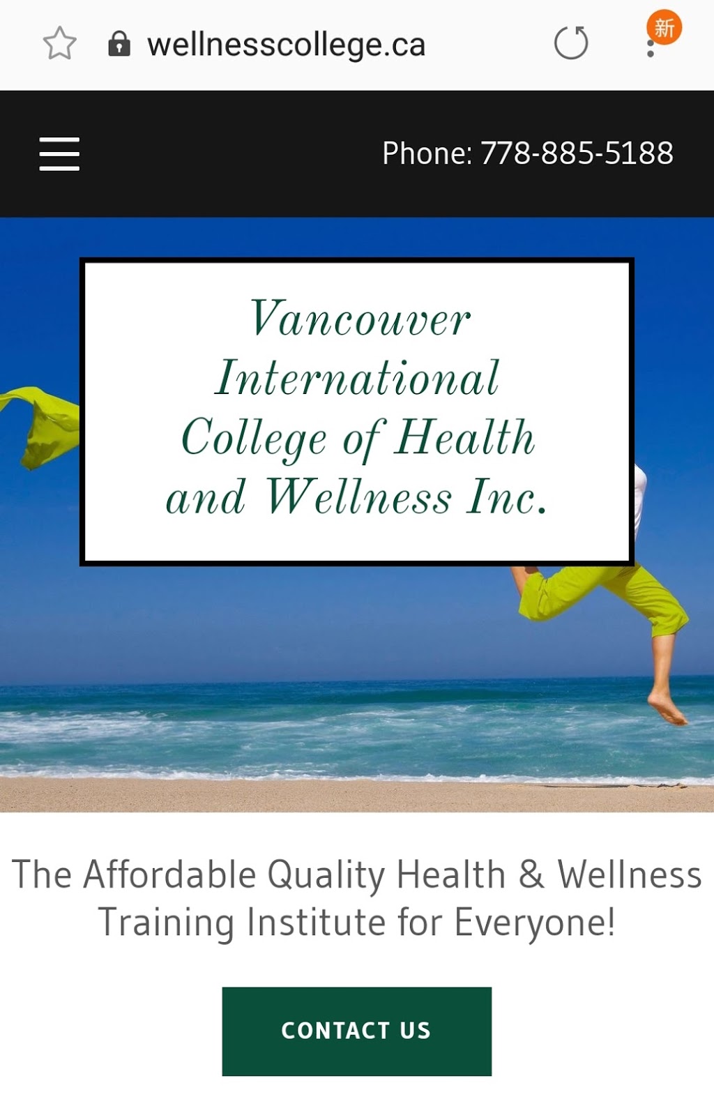 Vancouver International College of Health and Wellness | 7080 River Rd Unit 209, Richmond, BC V6X 1X5, Canada | Phone: (778) 885-5188