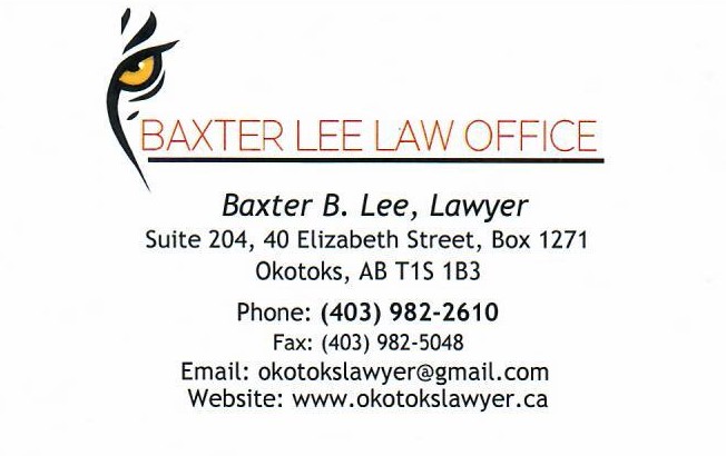 Baxter Lee Law Office | 40 Elizabeth St Suite 204, Okotoks, AB T1S 1B3, Canada | Phone: (403) 982-2610