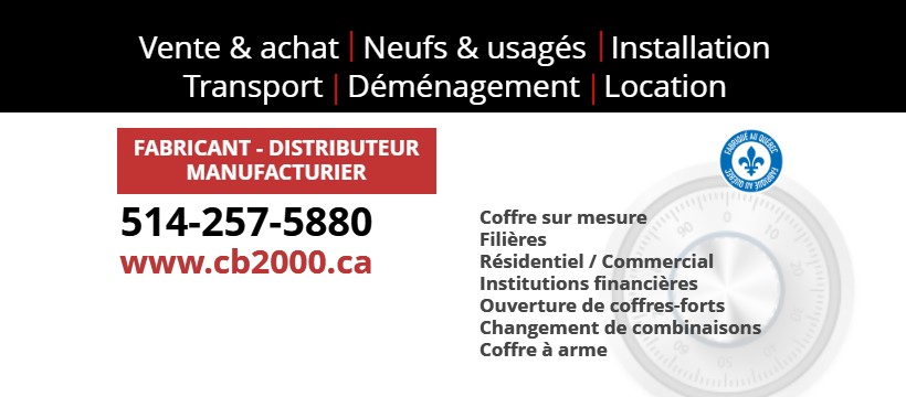 Coffres-Forts C B 2000 Inc | 2405 Rue de Ville-Marie, Montréal, QC H1V 3K4, Canada | Phone: (514) 257-5880