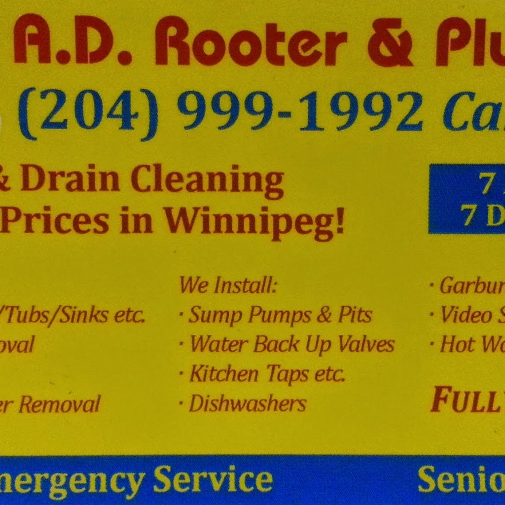 A D Rooter & Plumbing | 30 Desna Pl, Winnipeg, MB R2P 2Y9, Canada | Phone: (204) 999-1992