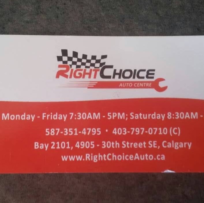 Right Choice Auto Centre | 4905 30 St SE #2101, Calgary, AB T2B 0P1, Canada | Phone: (587) 351-4795