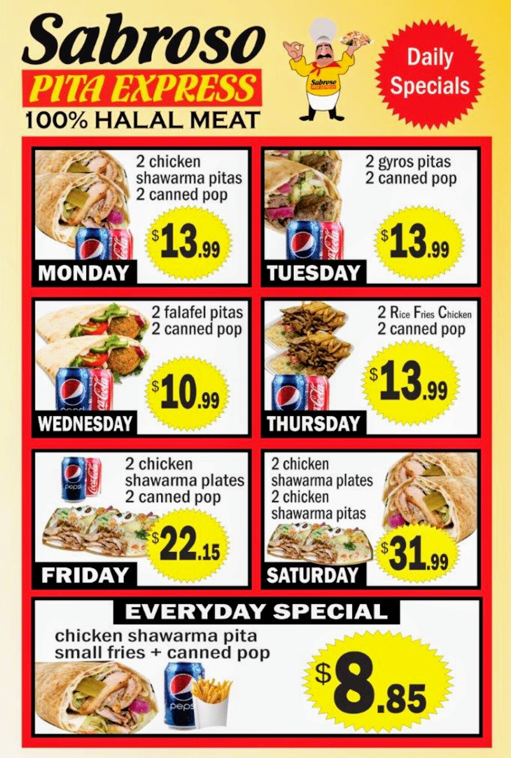 Sabroso Pita Express | 380 Bovaird Dr E #15, Brampton, ON L6Z 2S7, Canada | Phone: (905) 495-5254