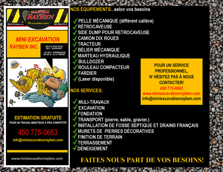 Mini Excavation Rayben | 124 Rte 137 Nord, Sainte-Cécile-de-Milton, QC J0E 2C0, Canada | Phone: (450) 775-0663
