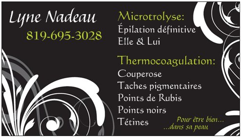 Microtrolyse & Thermocoagulation Lyne Nadeau | 4895 Boulevard de Port Royal, Bécancour, QC G9H 1Z5, Canada | Phone: (819) 695-3028