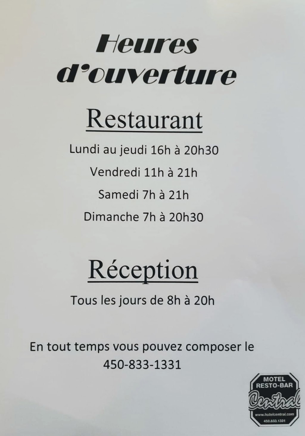 Hotel Central | 510 Rue Brassard, Saint-Michel-des-Saints, QC J0K 3B0, Canada | Phone: (450) 833-1331