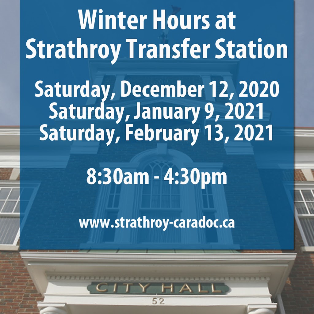 Strathroy Transfer Station | point of interest | 27786 Pike Rd, Strathroy, ON N7G 3H5, Canada | 5192451105 OR +1 519-245-1105