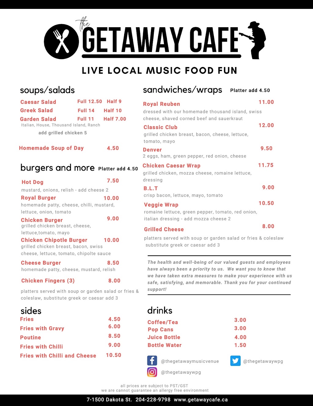 The Getaway Cafe | 1500 Dakota St, Winnipeg, MB R2N 3Y7, Canada | Phone: (204) 228-9798