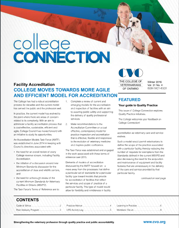 College Of Veterinarians of Ontario | 2106 Gordon St, Guelph, ON N1L 1G6, Canada | Phone: (519) 824-5600