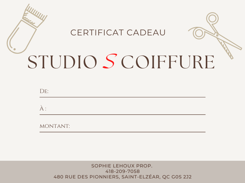 Studio S coiffure | 480 R. des Pionniers, Saint-Elzéar, QC G0S 2J2, Canada | Phone: (418) 209-7058