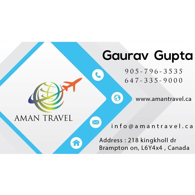 AMAN TRAVEL | 218 Kingknoll Dr, Brampton, ON L6Y 4X4, Canada | Phone: (905) 796-3535