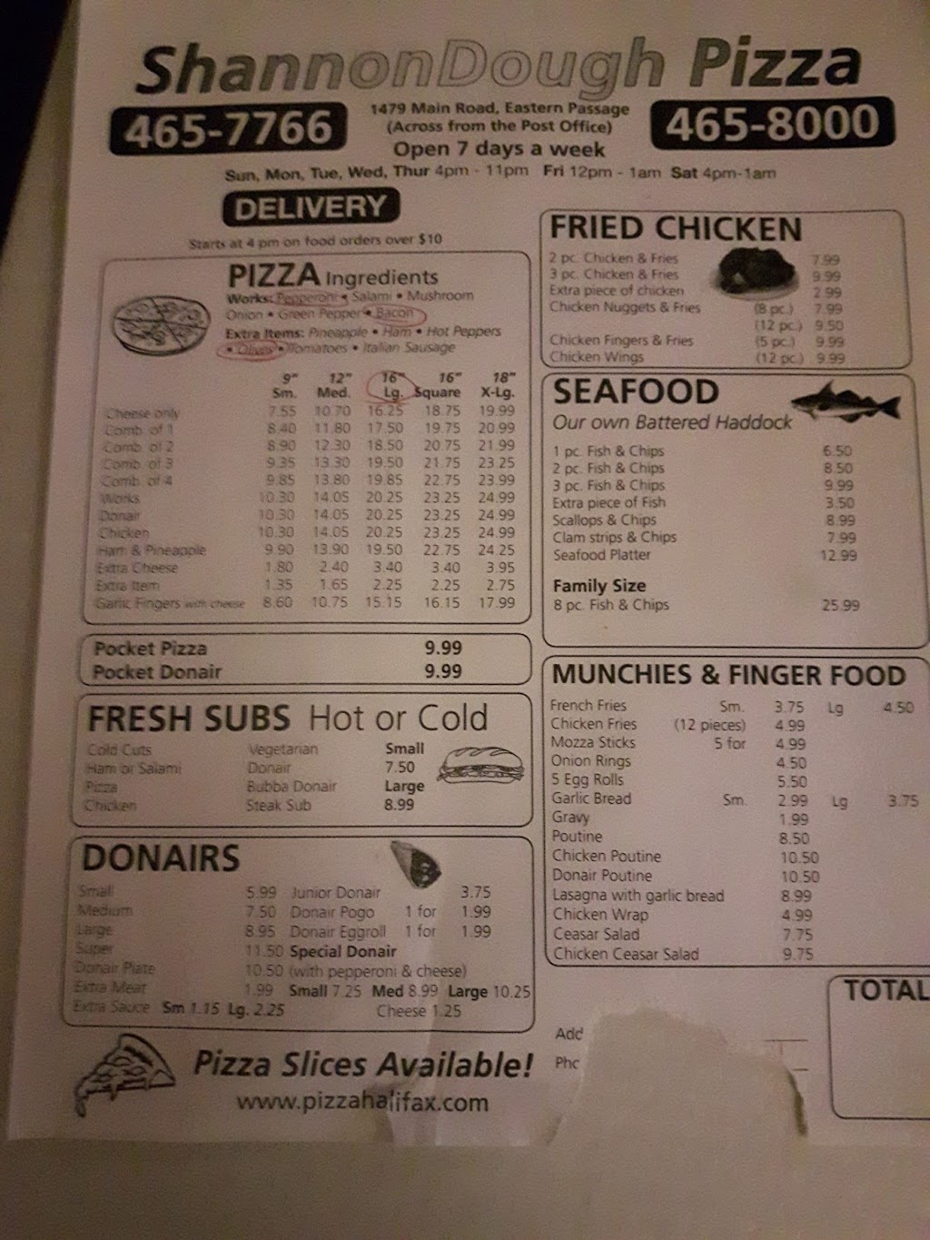 Shannon Dough Pizza | 1479 Main Rd, Eastern Passage, NS B3G 1M9, Canada | Phone: (902) 465-7766