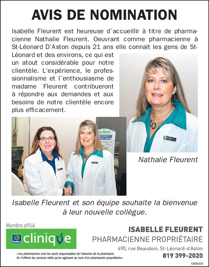 Familiprix - Isabelle Fleurent | 405 Rue Principale, Saint-Léonard-dAston, QC J0C 1M0, Canada | Phone: (819) 399-2020