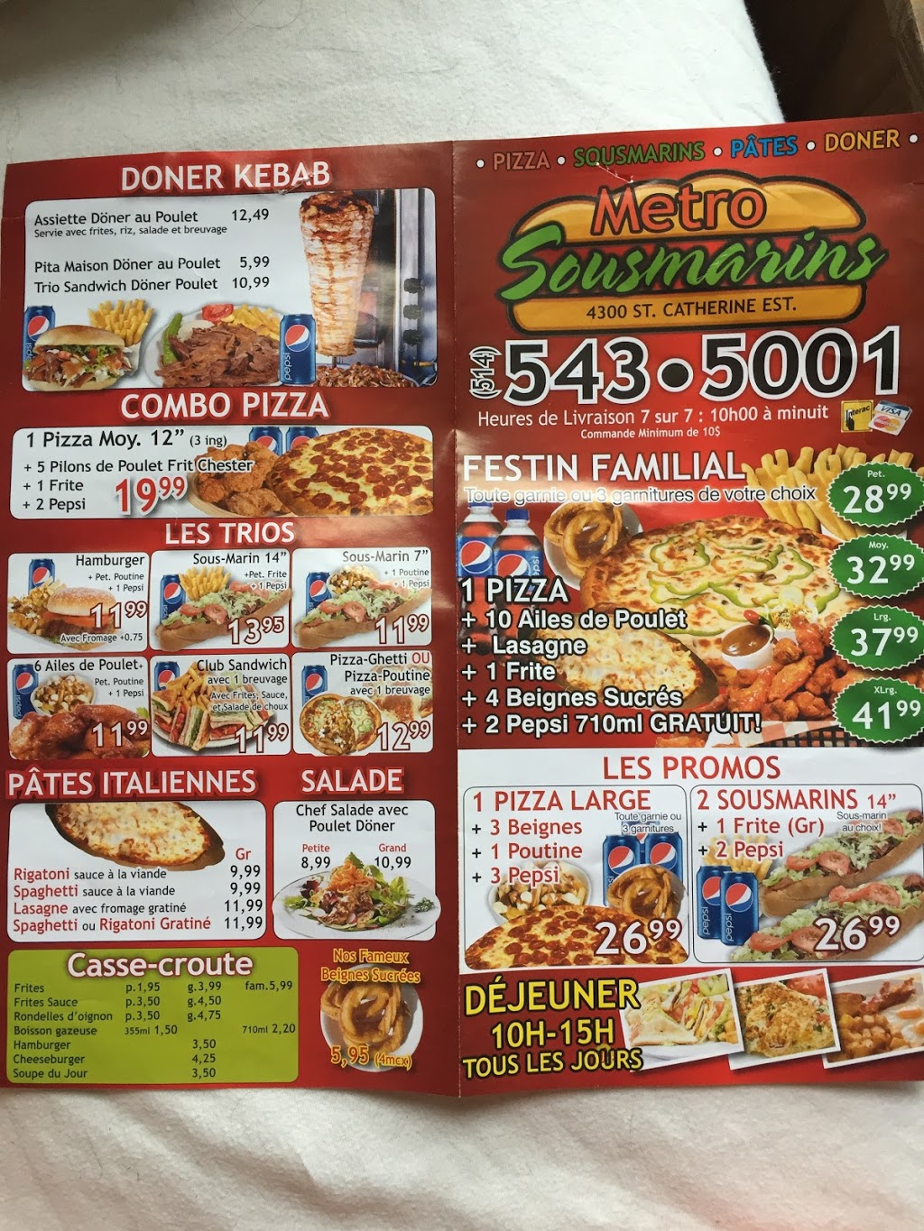 Restaurant Metro Sous-marins | 4300 Rue Sainte-Catherine E, Montréal, QC H1V 2L8, Canada | Phone: (514) 543-5001