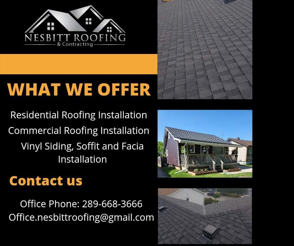 Nesbitt Roofing & Contracting | 337 Simpson Ave, Welland, ON L3B 4Y7, Canada | Phone: (289) 294-0600