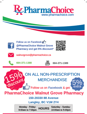 PharmaChoice Walnut Grove Pharmacy | 150-20330 88 Ave, Langley City, BC V1M 2Y4, Canada | Phone: (604) 371-1388