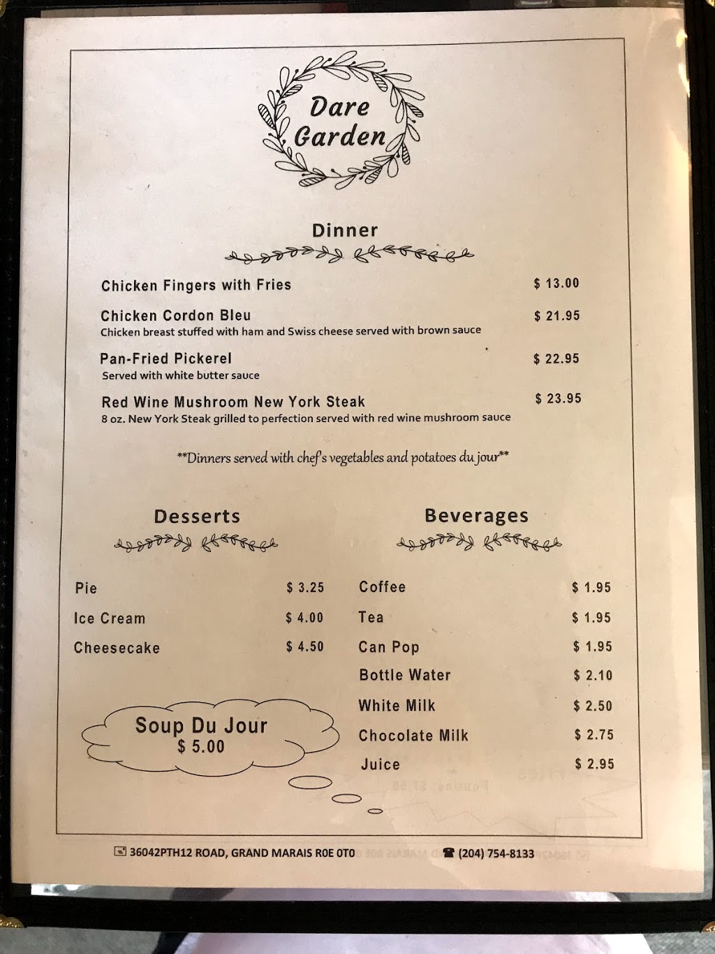 Dare Garden Restaurant | 36042 MB-12, Grand Marais, MB R0E 0T0, Canada | Phone: (204) 754-2266