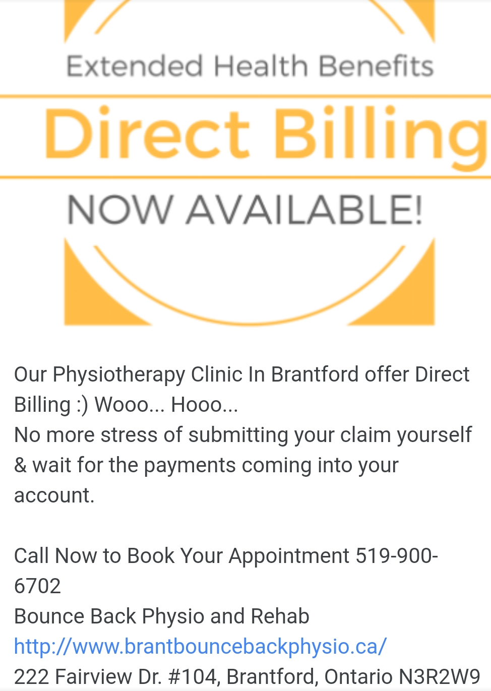 Bounce Back Physio and Rehab | 222 Fairview Dr #104, Brantford, ON N3R 2W9, Canada | Phone: (519) 900-6702