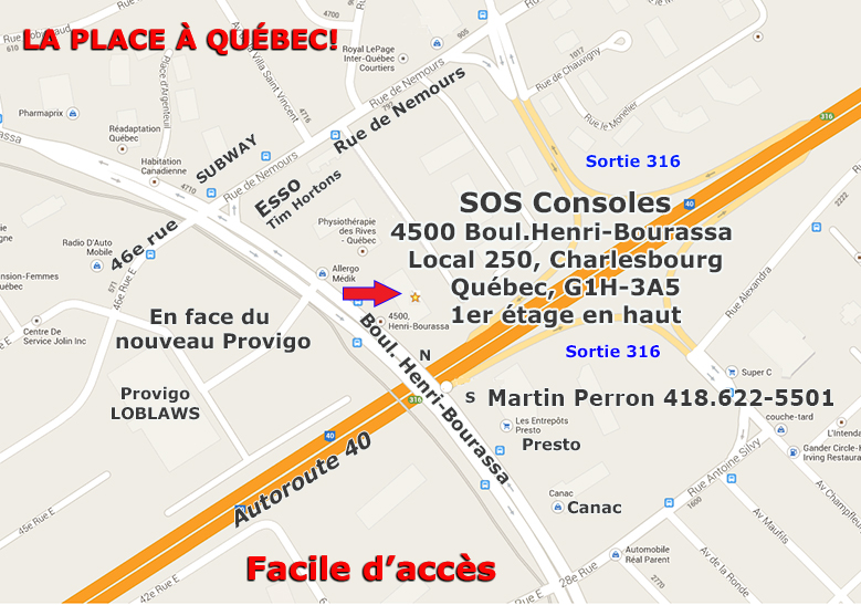 SOS Consoles | 4500 Boulevard Henri-Bourassa Bureau 250, Québec, QC G1H 3A5, Canada | Phone: (418) 622-5501