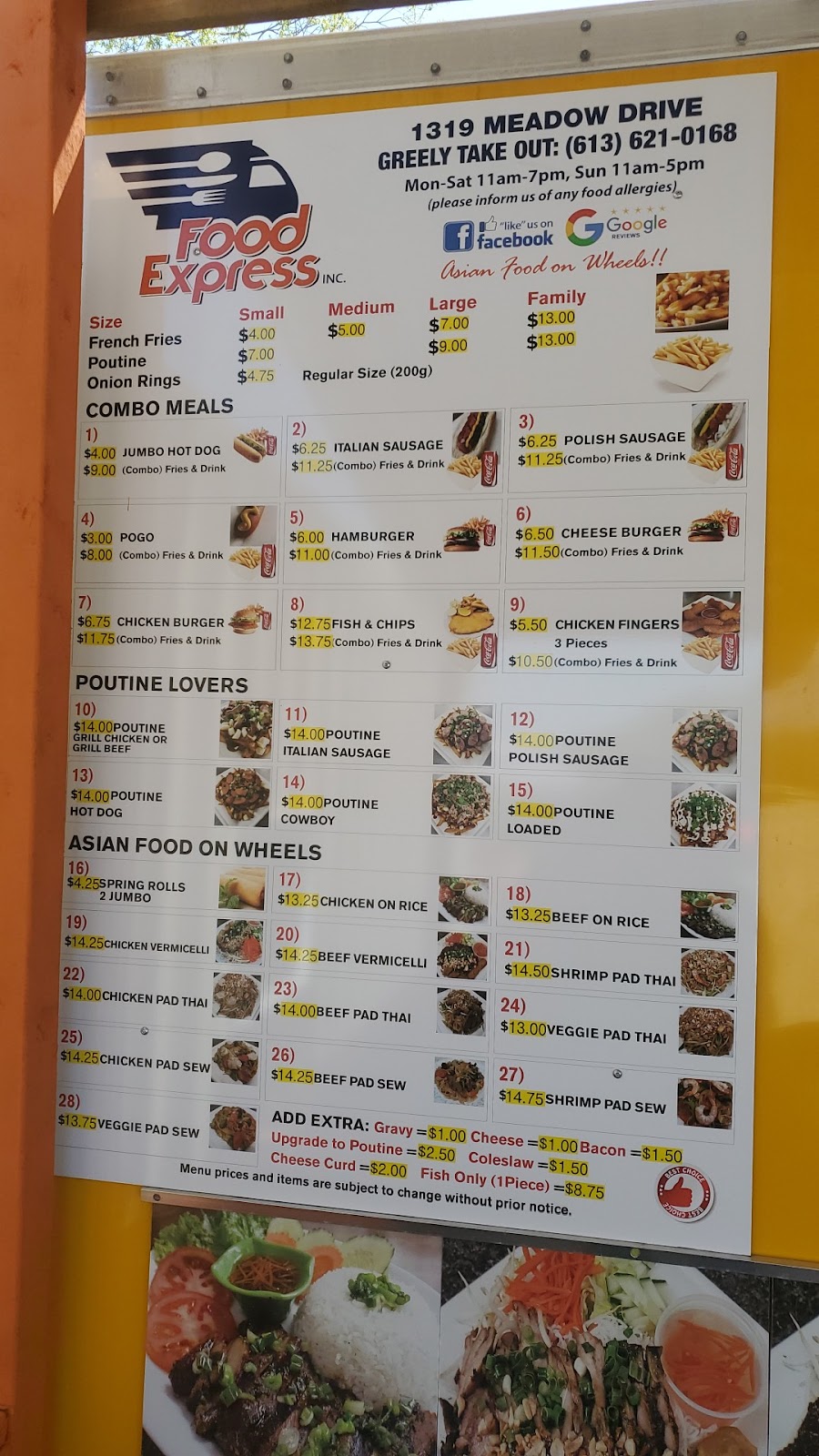 Food Express Inc. Greely | 1319 Meadow Dr, Greely, ON K4P 1N3, Canada | Phone: (613) 621-0168