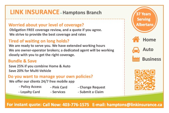 Link Insurance Agency Inc. "Hamptons Branch" | 149 Evansglen Cir NW, Calgary, AB T3P 0P5, Canada | Phone: (403) 776-1575
