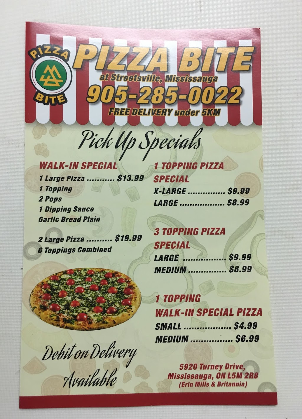 Pizza Bite | 5920 Turney Dr, Mississauga, ON L5M 2R8, Canada | Phone: (905) 285-0022