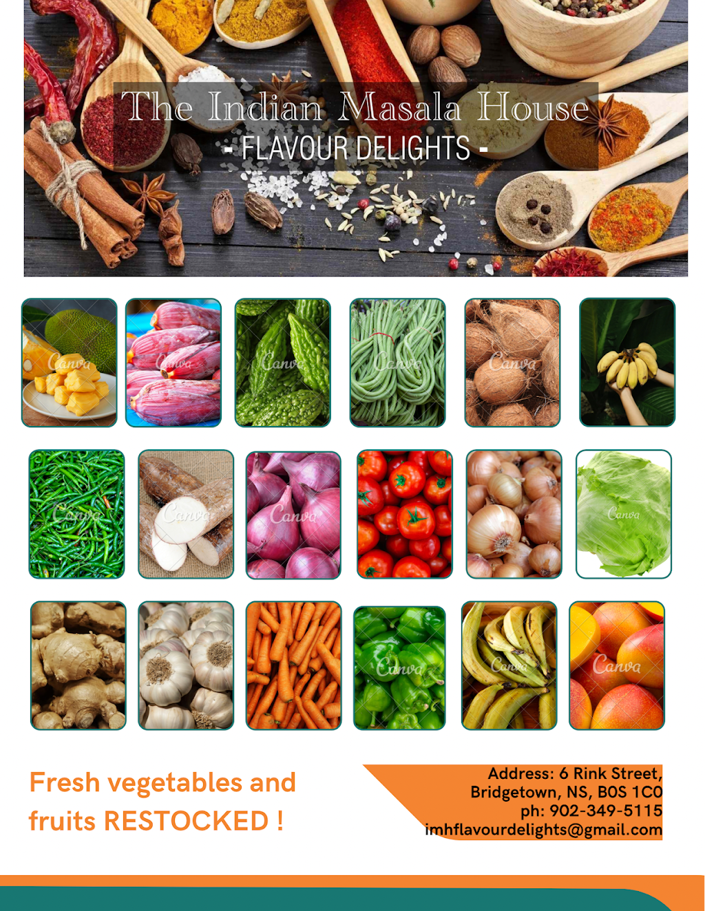 The Indian Masala House - Flavour Delights | 6 Rink St, Bridgetown, NS B0S 1C0, Canada | Phone: (902) 349-5115