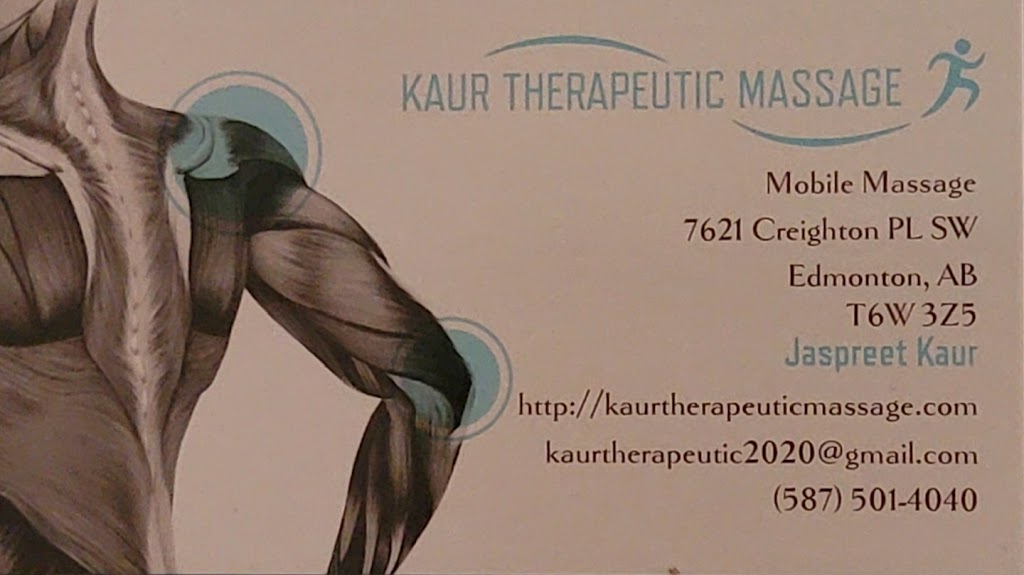 Kaur Therapeutic Massage (mobile massage therapy) | 7621 Creighton Pl SW, Edmonton, AB T6W 3Z5, Canada | Phone: (587) 501-4040