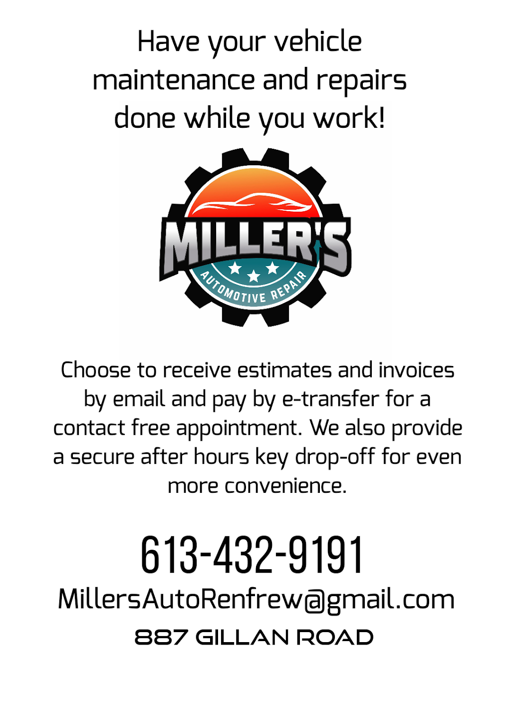 Millers Automotive Repair | 887 Gillan Rd, Renfrew, ON K7V 3Z4, Canada | Phone: (613) 432-9191